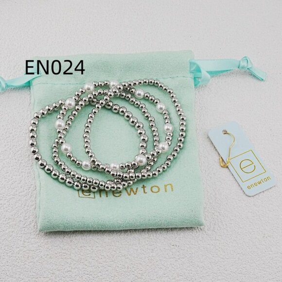 Enewton Platinum Bead & Pearl Bracelet Set